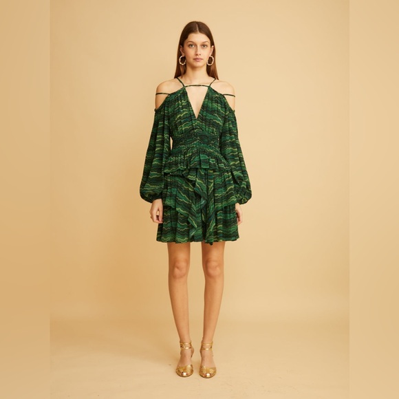 Ulla Johnson NWT Silvia Peacock Dress Sz 2 Silk w/ Ruffles - Picture 2 of 10